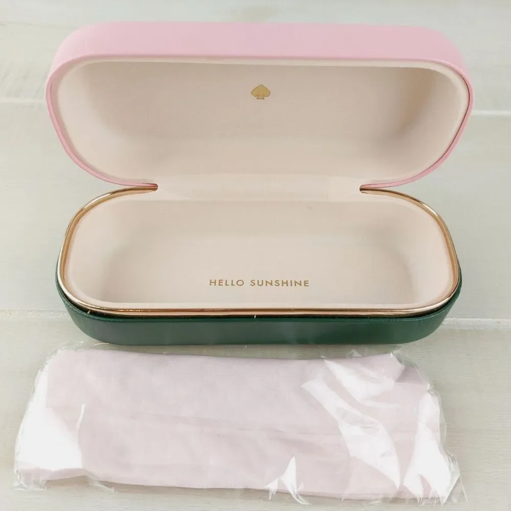 Kate Spade Hard Clamshell Eyeglass Case with Cloth Pink Green